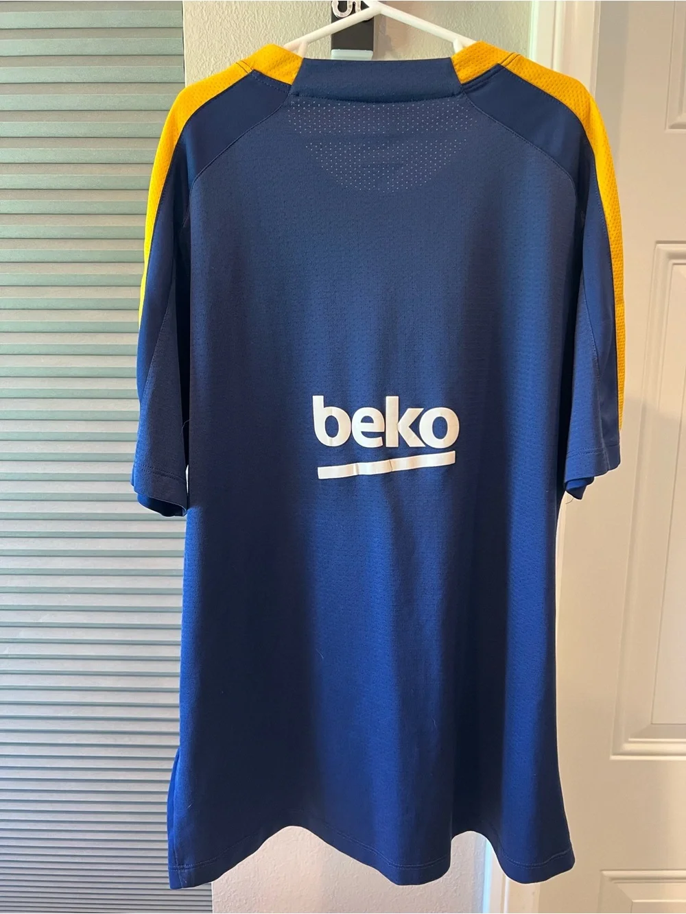 Nike Barcelona Kids Blue and Yellow Soccer Jersey with Qatar Airways Logo